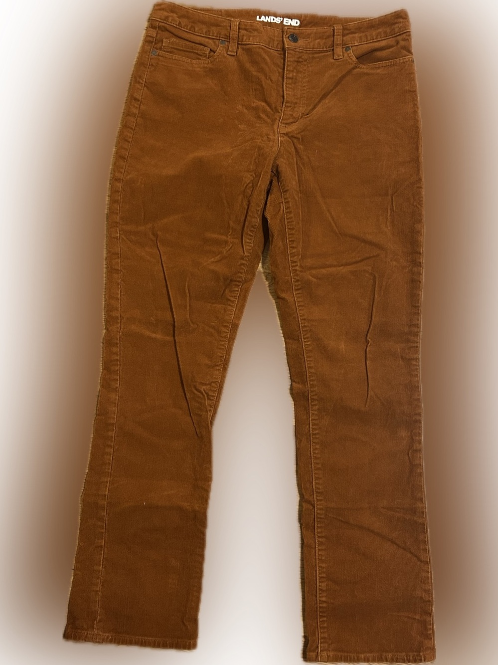 Lands' End Women's Straight Leg Corduroy Pants in Chestnut Brown